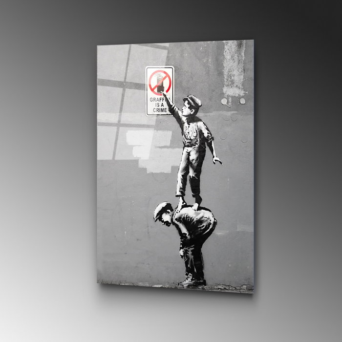 Wallity Cuadro Decorativo de Vidrio Templado Banksy 45 x 65 cm Wallity Cuadro Decorativo de Vidrio Templado Banksy 45 x 65 cm